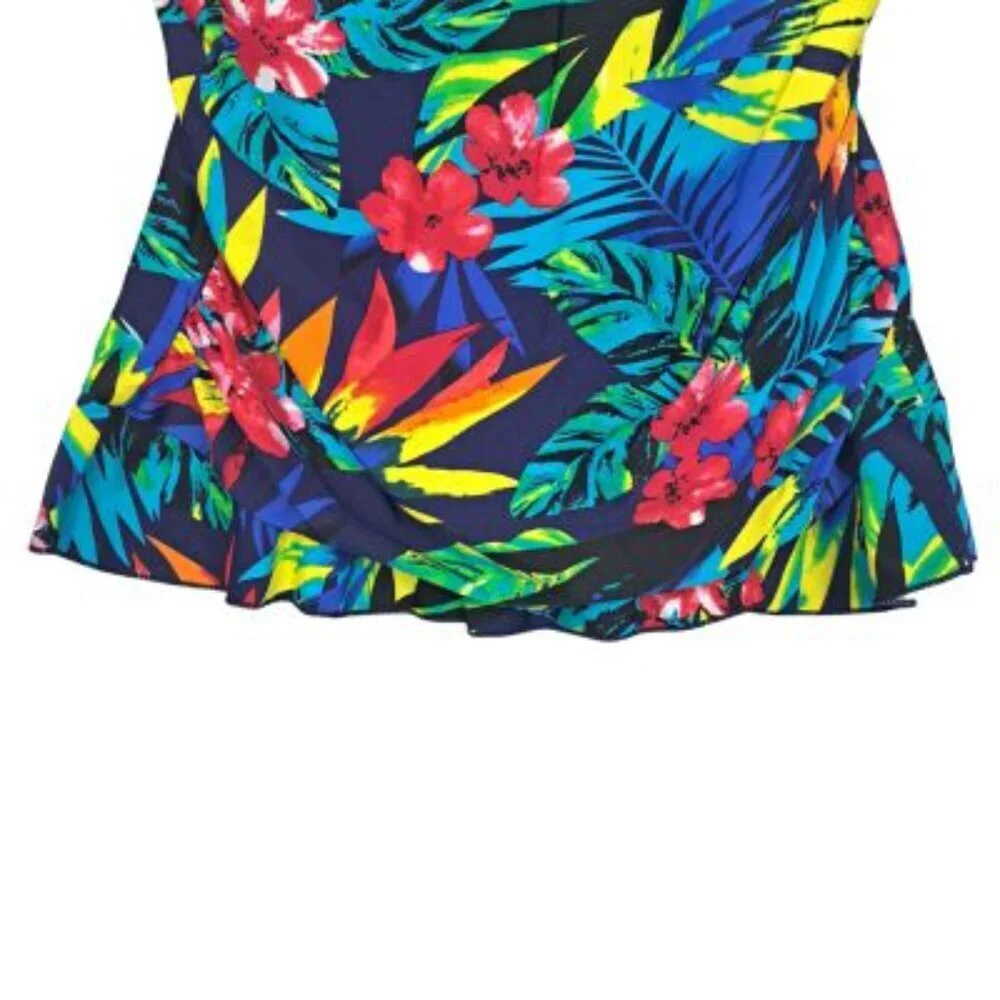 Colorful Tropical Print Tankini Swim Top NWT